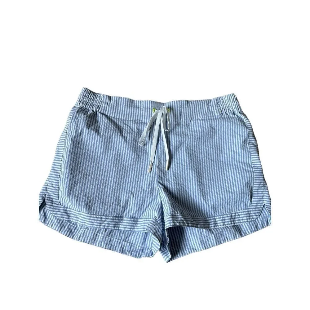 Vineyard Vines Harbor Seersucker Shorts size L Striped White Blue